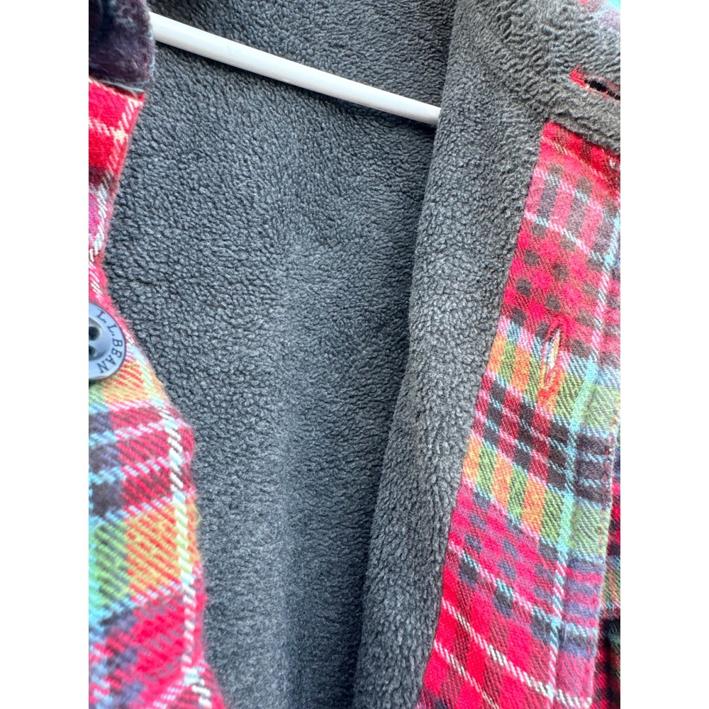 LL Bean XL Plaid patchwork Fleece Lined Flannel Shirt Jacket Lumberjack Shacket - Picture 6 of 8